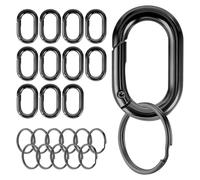 12 pezzi 38 mm mini moschettone, nero e 12 pezzi 22 mm portachiavi, anelli a molla con fibbia a scatto, piccole clip per chiavi, moschettone, portachiavi per borsa, accessori di produzione