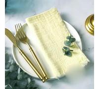 12 pezzi 42 * 42 cm Tovaglioli di stoffa Asciugamano di garza di cotone Tovagliette da pranzo Tovagliolo per cena per feste Decorazione della tavola-Giallo chiaro