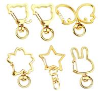 12 pezzi, 6 forme, moschettoni, moschettoni, portachiavi in metallo, portachiavi fai da te, portachiavi per accessori fai da te (oro)