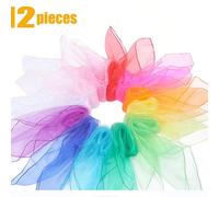 12 Pezzi 60x60 Sciarpa da gioco per bambini e adolescenti (8 colori brillanti), sciarpa da ballo per musica e movimento, divertente giocoleria colorata, sciarpa arcobaleno magica per la danza, sciarpa