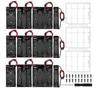 12 Pezzi AAA Supporto Batteria Set, KUOQIY 1/2/3/4 x 1.5V AAA Portabatterie con Cavi, con 3 Pezzi Custodia Batteria in Plastica e Cacciaviti e Viti
