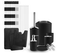 12 Pezzi Accessori Bagno Set Tenda Doccia 3 Tappeti Toilette Spazzola E Altro