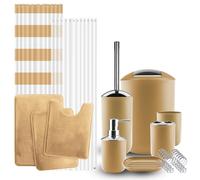 12 Pezzi Accessori Bagno Set Tenda Doccia 3 Tappeti Toilette Spazzola E Altro