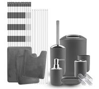 12 Pezzi Accessori Bagno Set Tenda Doccia 3 Tappeti Toilette Spazzola E Altro