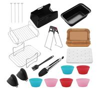 12 Pezzi Accessori Per Friggitrice Ad Aria,Silicone Per Friggitrice Ad Aria Accessori,Adatto per Ninja Foodi AF400EU AF300EU 7.6L-9.5L e Altri Modelli, Tra cui friggitrice, Carta da Forno, ecc.