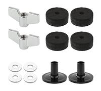 12 pezzi Accessori per Piatti Batteria, Custodia per Piatti Nera e Feltro con Dadi Ad Alette di Base Feltro Piatti Batteria Feltro Frizione Hi-Hat Rondella per Piatti Ricambi per Batteria Acusti