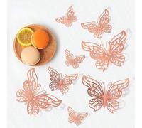 12 pezzi Adesivi 3D a farfalla in oro rosa, adesivi decorativi in carta creativa, adatti per decorazione domestica, adesivi, decorazione murale, decalcomanie in vinile, decorazioni primaverili, per ag