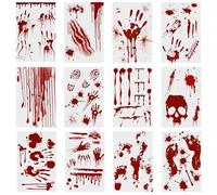 12 pezzi adesivi e decalcomanie per decorazioni auto con impronte di mani di sangue rosso di Halloween, accessori per auto di Halloween,decalcomanie per auto per l'esterno dell'auto,Accessories