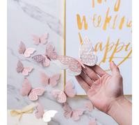 12 pezzi Adesivi farfalla 3D cavi a doppio strato in argento, adesivi decorativi in carta a forma di farfalla per decorazioni per la casa, adesivi, decorazioni murali, decalcomanie in vinile per decor