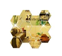 12 Pezzi Adesivo da Parete a Specchio Esagonale Specchio Adesivo Specchio Decorativo da Parete Adesivi Murali Fai da Te Per Soggiorno da letto Sfondo Decorazione Della (Oro)