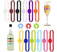 12 pezzi anelli per marcatura per bicchiere, segna bicchieri calici, segna bicchieri, colorato, con 3 marcatori di fiori di prugna, per bicchieri da vino, tazze da caffè, tazze, ristoranti, feste