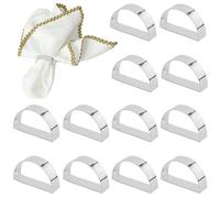 12 Pezzi Anelli per Tovaglioli, Elegante Semicerchio Anelli Portatovaglioli, Anelli di Tovagliolo di Metallo Moderno per Matrimonio/Party/Festa/Banchetto di Anniversario (Argenteo)