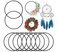 12 Pezzi Anello Metallo per Acchiappasogni, 15cm Cerchi per Acchiappasogni, Cerchio Metallo per Acchiappasogni per Artigianato per Fai da Te Artigianato e Decorazioni Nuziali Ghirlanda Ghirlande, nero