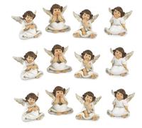 12 Pezzi Angelo Seduto 4 Assortimenti 4.3cm in Resina Bomboniera Multi-occasione
