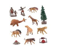 12 Pezzi Animali Preistorici Statuetta Uomini Primitivi Figure Antiche Modellino Biologia Materiale Atossico Dettagliato Adatta per Insegnamento Gioco, Stile a