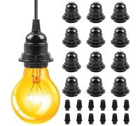 12 pezzi attacco E27 nero, vintage Edison E27, portalampada in plastica, retro leggero, in bachelite rigido, per lampada da tavolo, lampada da terra