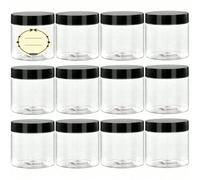 12 Pezzi Barattoli Di Plastica Con Coperchi, Contenitori Di Melma Da 4 Oz, Barattoli Di Plastica Trasparente Vuoti, Contenitori Di Cosmetici Riutilizzabili Con Coperchi A Vite Per L'uso In Cucina Con 