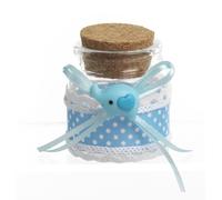 12 Pezzi Barattolino portaconfetti in Vetro con Applicazione Elefantino Celeste