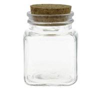 12 pezzi Barattolo bomboniera confettata in vetro quadro quadrato bombato con sughero