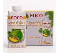 12 Pezzi Bevanda Acqua di Cocco con succo di Ananas Drink 100% Naturale 500ml