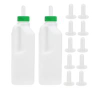 12 Pezzi Biberon per Capretta con Valvola Aria, 850ml ABS Bianco | Pareti Ispessite e Impugnatura Antiscivolo, Flusso Continuo senza Gocce, Dieci Tettarelle Incluse per Stalla