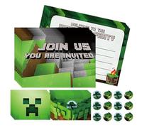 12 Pezzi Biglietti di invito per il compleanno dei bambini, invito da gioco, compleanno, ragazzo, ragazza, biglietto di invito per adolescenti,Multicolori Carta Auguri Regalo Compleanno