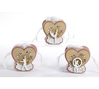 12 Pezzi Bomboniera Comunione Sacchetto per Confetti con Cuori e Ballerina 8 cm 3 Assortimenti in Legno e Stoffa Mandorle Bomboniere