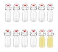 12 pezzi Bottiglie Costolata in Vetro con Tappo Ermetico, 100ml Bottiglie riutilizzabili a Chiusura ermetica, contenitori in vetro per Bevande Fatte in Casa, Birra, Liquori, Succhi, Olio