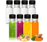 12 pezzi Bottigliette di plastica da 2 once con coperchi, adatte per conservare liquidi - bevande allo zenzero, congelatore, a prova di perdite, bottiglie di plastica per frullati, ottime per succhi, 