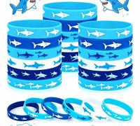 12 pezzi Braccialetti in silicone con temi di vita marina, adatti per feste a tema squalo, regali, braccialetti con squali vivaci per decorazioni subacquee, feste in spiaggia, regali di compleanno (co