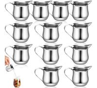 12 Pezzi Bricco Latte Mini Acciaio Inossidabile con Manico e Beccuccio, Brocca Caffè Creamers Lattiera 90ml, Tazza Schiuma Latte Mini Tin Bricco Cappuccino Piccolo Cucina per Condimenti, Succo, Salsa