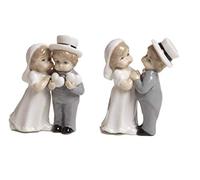 PABEN 12 Pezzi Cake Topper Coppia Sposi Bomboniera Matrimonio 7,5 cm in Porcellana