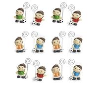 12 Pezzi Calciatore con Clip Portafoto 4 Assortimenti 6 cm in Resina Bomboniera Comunione, Cresima, Compleanno Squadra di Calcio Mandorle Bomboniere