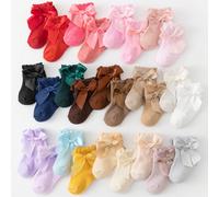 12 pezzi Calzini corti decorati con fiocchi adatti per bambine dai 0 ai 5 anni 6-12M,1-2Y,2-3Y,0-3M,3-12M,4-5YGeometricoPoliestere