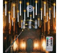 12 Pezzi Candele a LED Galleggianti, Floating Candles Sospese con Telecomando a Bacchetta Magica, Luce Calda Lampeggiante fiamma Candela Fluttuanti Elettriche Conica per Decorazione Halloween Natale