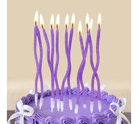 12 pezzi Candele decorative per torta di colore viola glitterato, a forma curva, per compleanni, anniversari, San Valentino, proposte, feste da principessa 12 pezziCera