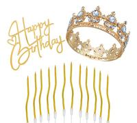 12 Pezzi Candeline Compleanno con Corona und Happy Birthday Cake Topper