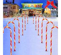 12 Pezzi Candy Cane Pathway Luci, Candy Cane Lights Decorazioni LED Yard Prato Markers Marcatori di Percorso di Caramelle allaperto Luci Natalizie per Esterni, Luci Decorazione di Natale