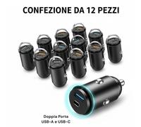 12 Pezzi Caricatore Auto USB-C 30W PD Mini Accendisigari Ricarica Rapida