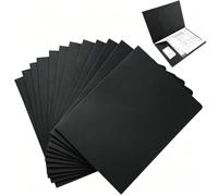 12 Pezzi Cartellina Portadocumenti A4, Cartellina per Documenti con Scomparto per Carte, A4 File di Carta Kraft, per Documenti, Riunioni e Rapporti (Nero)