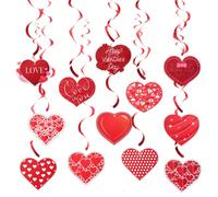 12 pezzi Ciondolo a forma di cuore a spirale per San Valentino, decorazione a cuore rosso da appendere, decorazioni per San Valentino, decorazioni per il giorno di San Valentino, regali per ti amo, fo