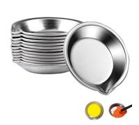 12 Pezzi Ciotola per Pittura In Acciaio Inox, Acciaio Inossidabile Rotondo Tavolozza con Bocca, Vassoio di Pittura Facile Versare, per Dipingere a Casa, a Scuola, All'aperto, Trucco (Argento)