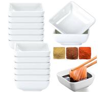 12 Pezzi Ciotole per Salsa, Ciotola per Snack, 7,5x7,5x3 cm Ciotoline per Aperitivo, Ciotola Di Immersione Quadrata, Sushi Soy Dipping Ciotola, Plastica Mini Ciotole per Salsa, Spezie, Frutta, Snack