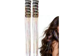 12 Pezzi Clip Brillantini Estensioni Capelli | 50 Cm Extension Capelli Clip | Hair Tinsel Clips | Extension Resistenti Al Calore per Bambine | Accessoriy Colorati per Feste E Festival Da Donna