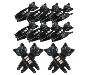 12 Pezzi Clip per Appunti a Forma di Gatto, Set da 2, Nero