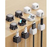 [12 Pezzi] Clip per Cavi Magnetiche, Organizzatore di Cavi Autoadesivo, Supporto per Cavi fino a 7 mm, Gestione Cavi per Scrivania, USB, TV, Ufficio e Casa, Forte Magnete, Senza Fori né Residui