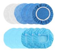 12 Pezzi Cofano di Lucidatura 6 in Tessuto non Tessuto 3 in Fibra 2 Bianche in Peluche 1 Cuffia in Coral Fleece Set Cuffie Lucidante 230-250mm Cappuccio per Lucidatura Auto per Car Ceretta Waxer Cura