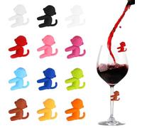 12 Pezzi Colorati Segnabicchieri, Scimmia Identificatore Del Bicchiere Silicone per Feste, per Bicchiere da Champagne, Cocktail e Martini