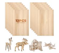 12 Pezzi Compensato 300 x 200 x 2 mm, Pannelli di Legno per Fai Da Te, Pirografia, Modello Casa, Incisione, Tavola Modello in Legno, Tavole per Bricolage e Traforo Laser