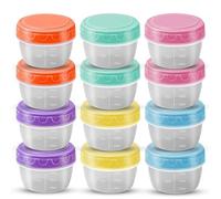 12 Pezzi Contenitori Ermetici per Alimenti Piccoli 77ml,Vasetti Plastica con Coperchio Riutilizzabili,Piccoli Contenitori per Alimenti Per conservare snack, salse, spezie ecc (4,5 x 6 cm)